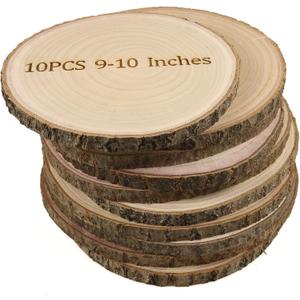Large Wood Slices for Centerpieces 10 Pack 9-10 inches Rustic Wedding Centerpieces Table Decorations Natural Wood Rounds for Crafts Decor Wooden Circles Discs