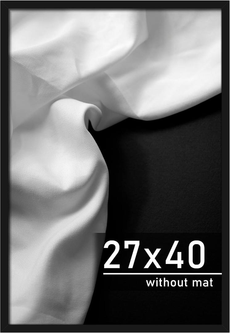 Picrit 27x40 Poster Frame, Black Engineered Wood Picture Frame for Horizontal or Vertical Wall Mounting and Displaying Artwork Photos, 1 Pack