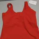 LASLULU Womens Sports Bras Padded Longline Sport Bra Gym Exercise Yoga Tops Cropped Athletic Workout Tank Tops with Built in Bra (Red, Small)