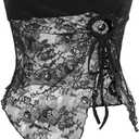 Verdusa Women's Summer Floral Lace Sheer Date Night Tops Bow Tie Slit Going Out Tube Top (Black, S)