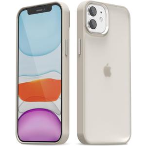 Oakxco for iPhone 11 Case Clear Hard Shell, Slim Thin Matte Transparent Plastic Cover & Protective Soft Silicone Rubber TPU Bumper, Girly Cute Phone Case for Women Girls, Beige Titanium