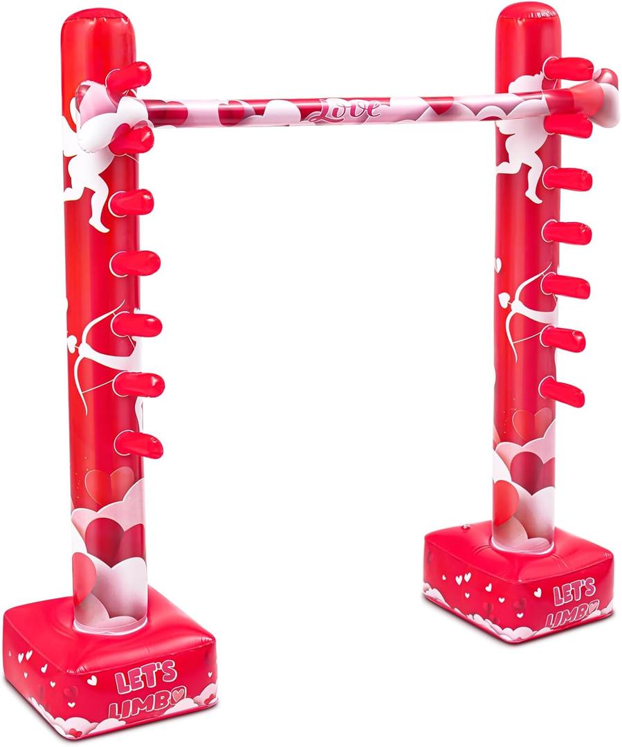 Threan Valentine's Day Inflatable Limbo Game for Little Ones Adults Valentine Party Games Fun Carnival Game Limbo Stick Engage Your Guests Inflatable Decoration for Outdoor Party Games