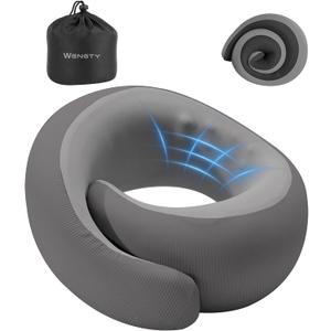 Neck Pillow for Traveling, Travel Neck Pillow for Airplanes, Cooling Fabric&100% Pure Memory Foam, Neck Pain Relief, Ergonomic Support for Long Flight(Gray, Standard Size-(Broad Fit))