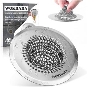 Sink Drain Strainer, Reversible Chain Mesh Sink Strainer with 304 Stainless Steel, Revolutionary Anti-Rust Large Easy Clean Kitchen Sink Food Catcher for Garbage Disposal Without Clogging