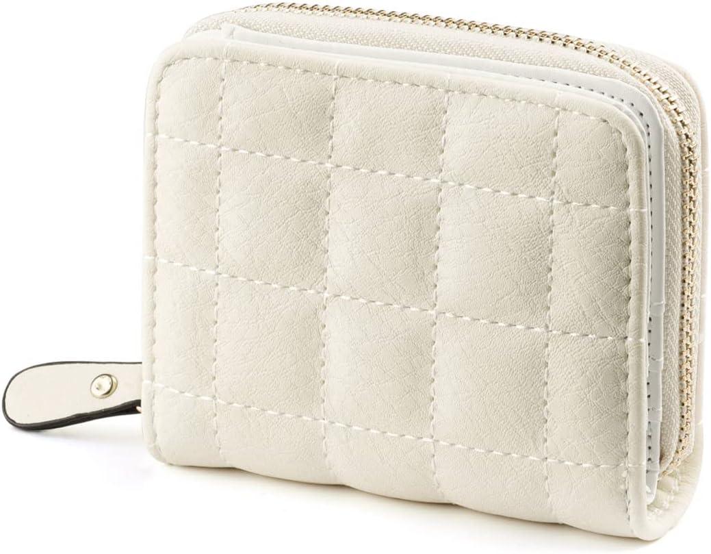 uxcell Small Short Paragraph Zipper Coin Wallets with Card Holder for Lady Small White