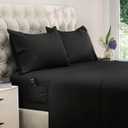 DREAMCARE Queen Sheet Set  4 pcs Cooling Sheets  up to 21 Extra Deep Pocket Queen Sheets  Hotel Luxury Sheets & Pillowcases  Superior Softness 100% Fine Microfiber with Side Pocket  Black