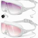 Rantizon Swim Goggles 2 Pack, Wide View Anti Fog&UV Swimming Goggles for Audlt, No Leaking Swim Glasses for Men Women Kids