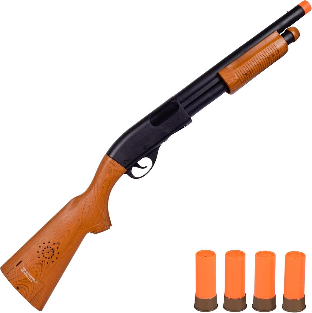 Sunny Days Entertainment Pump Action Blaster  with Realistic Sounds and Ejecting Play Shells | Hunting Role Play Toy | Cowboy Costume for Kids  Maxx Action, Wood Grain