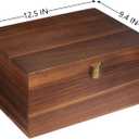 Large Wooden Keepsake Box - Wood Storage Box Decorative Boxes with Lid for Storing Keepsake Memory Gift, 12.5 IN Decorative Boxes for Home Decor-WB004-240303 (brown, 12.5 x 9.4 x 6.1 IN)
