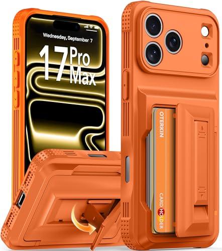 Oterkin for iPhone 17 Pro Max Wallet Case [4-5 Card Holder] [Kickstand] [Full Camera Protection] [RFID Blocking] [Military Grade Protection] Shockproof Rugged Case for iPhone 17 Pro Max, Orange