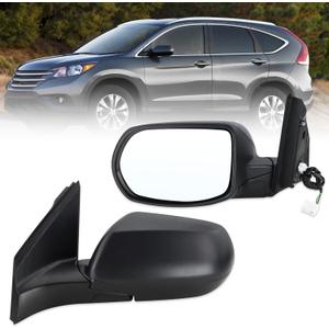 Left Driver Side Mirror Compatible With 2012 2013 2014 2015 2016 Honda CRV CR-V With Manual Folding Power Glass Black Replace#76258-T0A-A11(3Pins)