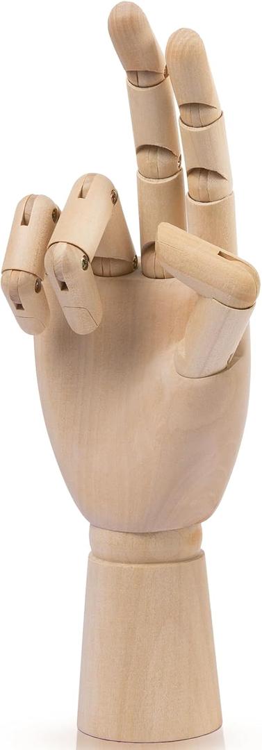 Falling in Art Wooden Hand Model, 10Inches Right Hand Mannequin Figure for Jewelry Display and Decoration