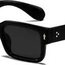 EYLRIM Square Frame Sunglasses for Women Men Trendy Chunky Rectangle Sun Glasses Black Shades UV400 Protection,  A1 Black/Grey