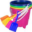 8 Inch Large Sand Beach Buckets Pail with Beach Shovels,Sand Bucket Water Bucket for Beach Fun Great Summer Party Accessory