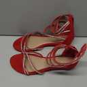 DREAM PAIRS Women's Ankle Strap Flat Sandals Summer Dressy Strappy Gladiator Rhinestones Sandals, 8.5, Red 