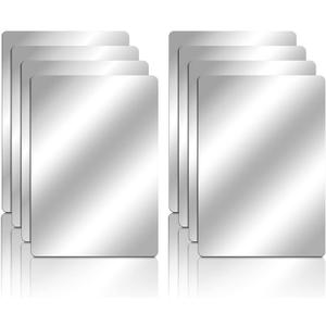 Marsui 8 Pieces Shatter Proof Plastic Mirror Craft 4 x 6 Inch Small Mirror Tiles Bulk with Soft Round Corners Double Sided Protective Film Reflector Sheets Art Craft Supply for Bathroom Home Decor