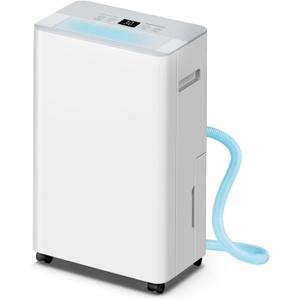 2500 sq.ft Dehumidifier for Home and Basement,Max 34 Pints Dehumidifier with Drain Hose,Ultra Quiet with Auto Defrost,Three Modes,Intelligent Dehumidifier for Bedroom,Bathroom,Large Room(Cream)