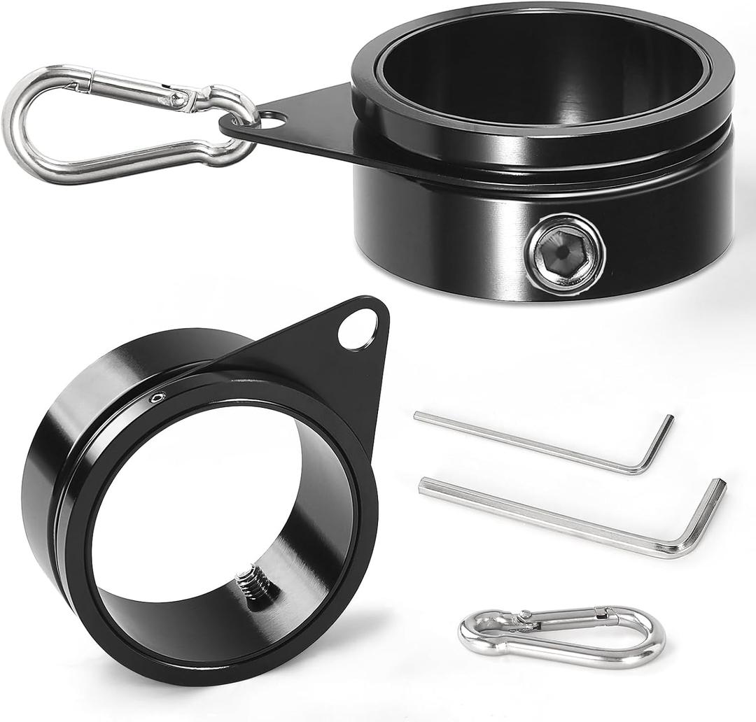 Anovo Flag Pole Rings, Flagpole Rings Aluminum Alloy 360 Rotating Anti Wrap Flag Mounting Spinning Ring Clips for 1.75-2.02 Inch Diameter Flagpole (2 Inch -Pack of 2, Black)