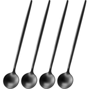 DEHOV 4 PCS 6.7 Inches Satin Black Stainless Steel 18/10 Coffee Spoons,Iced Tea Spoon,Espresso Stirring Spoons,Matte Black SS304 Teaspoons,Dessert Spoon,Long Coffee Spoons accessories