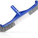 Pool Brush Head, 17" Pool Brushes for Cleaning Pool Walls, Curved Ends High-Efficiency Pool Scrub Brush,Premium Nylon Bristles Pool Brush with EZ Clip
