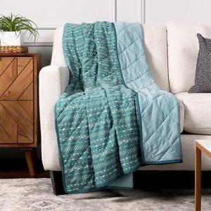 Life Comfort Cooling Throw 60 in * 70 in, Reversible, Printed, Decorative, Soft, Cooling Blanket for Hot Sleepers and All Seasons (60" by 70", Teal)