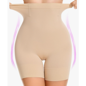 Shapewear Tummy Control Shorts for Women, 5-IN-1 Body Shaper High Waisted Girdle Boyshort Slip Short for Under Dresses Size M, Nude