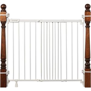 Ingenuity The Stairway+ 46W Series, 32"-48" Wide, 32.5" Tall, Baby Gate for Stairs, Dog Gate Indoor with Door for Banister to Banister Installation - White Metal