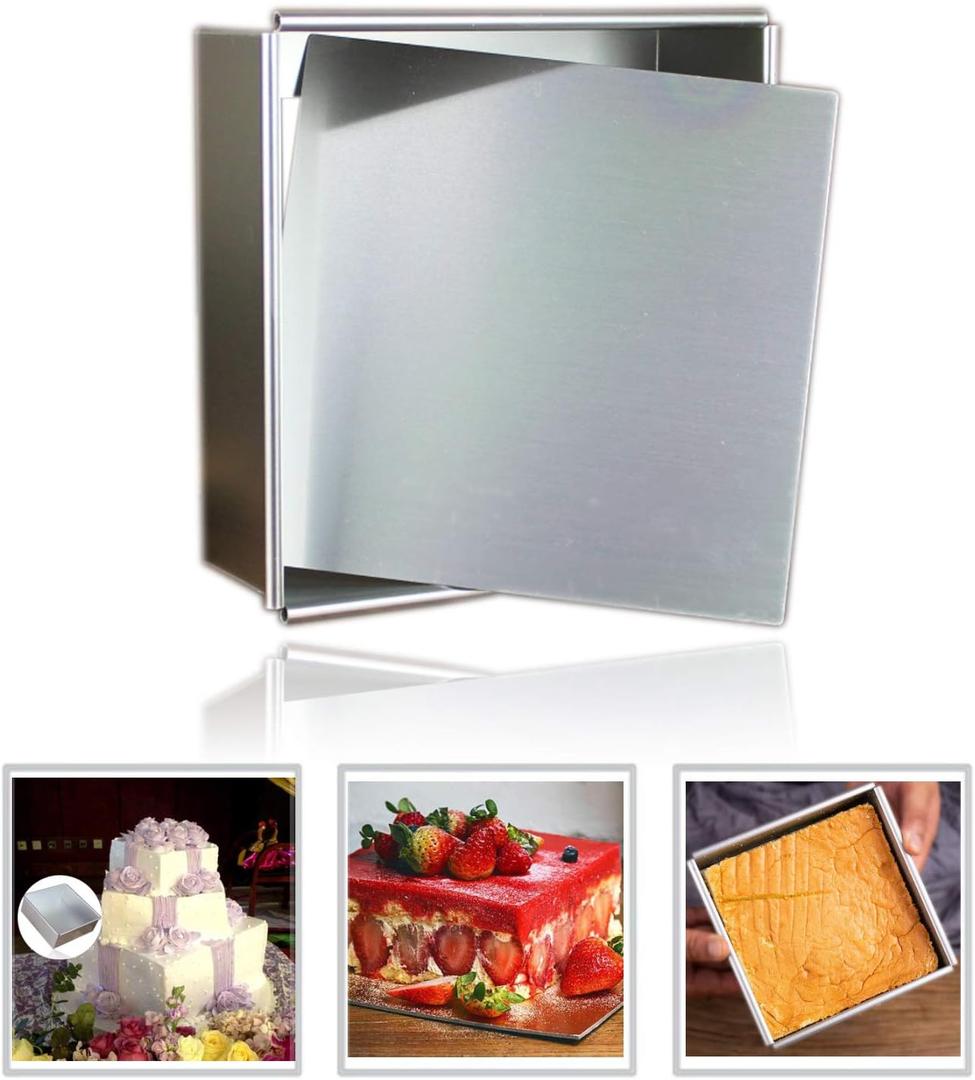 Anodized Aluminum Square Cheesecake Pan Chiffon Cake Mold Baking Mould with Removable Bottom 9 Inch x 9 inch x 3 inch