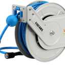 FIXFANS Pressure Washer Hose Reel with Hose, 1/4" 60ft Retractable Power Washer Hose Reel, Heavy Duty Hose Reel Auto Rewind, Wall Mounted, 3600 PSI