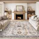 Washable Rug 8x10 Area Rugs for Living Room - Stain Resistant Non-Slip Backing Rugs for Bedroom,Ultra-Thin Vintage Large Area Rug (Brown/Gold, 8'x10')
