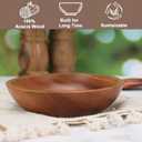 Acacia Wood Serving Bowls, 6 Inch Handcrafted Wooden Individual Bowls Set of 2 for Food/Soup/Salad/Pasta, Use as Snack Holder Plate for Kitchen and Dining