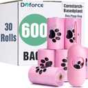 Dyforce Scented Dog Poop Bags,Leak Proof Pet Waste Bags for Dog Walking,Extra Thick and Large Cat Litter Bags for Poop,30 Refill Rolls,600 Bags,9x13",Pink