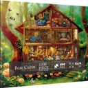 Bear Cabin Puzzles for Adults 1000 Pieces, Colorful Landscape Animal Art Jigsaw Puzzles, Beautiful Bird Flower Butterfly Owl Puzzle