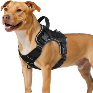 WINGOIN Black Tactical Dog Harness for Medium Dogs, Heavy Duty No Pull Dog Harness with Handle, Adjustable Reflective Military K9 Pet Vest for Pitbull, Female, Male, Walking, Training, Hunting (M) (M: 30-50 lbs (Chest:24-28",Neck:17-19"))