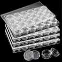 ZOENHOU 4 Pack 24 Grids Diamond Painting Storage Containers, Embroidery Diamond Storage Box Beads Organizer Case with Lid Clear Nail Art Accessories for Jewelry DIY