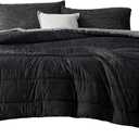 Bedsure Full Comforter Set - Cooling and Warm Bed Set, Charcoal Black Reversible Bedding for All Season, 3 Pieces, 1 Full Size Comforter (82"x88") and 2 Pillow Cases (20"x26") (03 - Charcoal Black - Reversible)