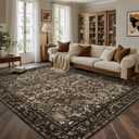 Vintage Floral Area Rug 8x10: Soft Washable Brown Carpet Living Room
Oriental Style Perfect for Sofa Area Bedroom Study Non-slip Stain Resistant Easy to Clean Low-Pile 0.2in Fits under Furniture