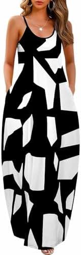 Wolddress Women's 2025 Casual Sleeveless Sundress Plus Size Loose Plain Long Summer Beach Maxi Dress with Pockets Large