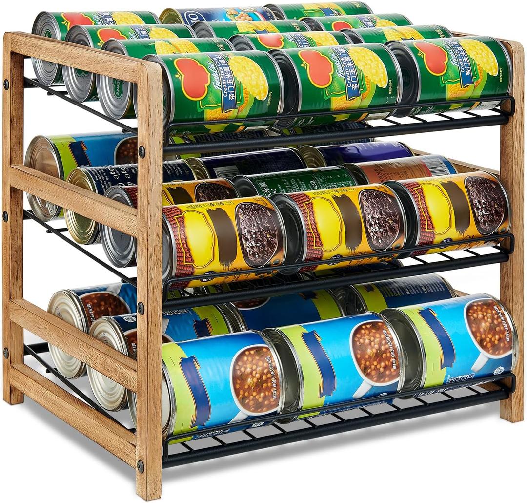 Can Organizer for Pantry 3-Tier, Can Storage Organizer Pantry, Soda Can Organizer, Holds up to 36 Cans Holders for Pantry, Cabinet, Countertop, Carbonized Brown