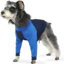 LeLePet Dog Recovery Suit for Front Legs, Dog Sleeve to Stop Licking, Elbow Protector for Leg Injuries Shoulder Wounds After Surgery Male Female,Zippered Long-Sleeved Shirt Cone Alternative(S-3XL) (Blue)