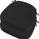 idee-home Outdoor Chair Cushions Set of 2, 19" x 19" x 3" Thick D-Shaped Patio Furniture Outdoor Seat Cushions Waterproof with Ties, Dining Pads (Black)