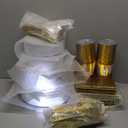 Gold Disposable Plates for Guests, Plastic Plates for Party, Dinnerware Set for Dinner and Dessert Plates, Spoons, Forks, Knives, Cups