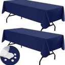 homing 2 Pack Rectangle Vinyl Tablecloth, Waterproof Spillproof Plastic Flannel Backed Table Cloth, Wipe Clean Table Cover for Dining, Buffet Parties and Camping (Navy Blue, 60" x 84")