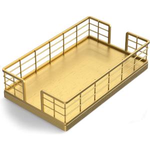 Wican Guest Towel Holder Tray for Bathroom, Oak and Iron Napkins Holder for Powder Room Dinning Table Wooden Basket for Disposable Paper Hand Towels Totally Gold (9.06 x 5.51 x 2.56 inchs)