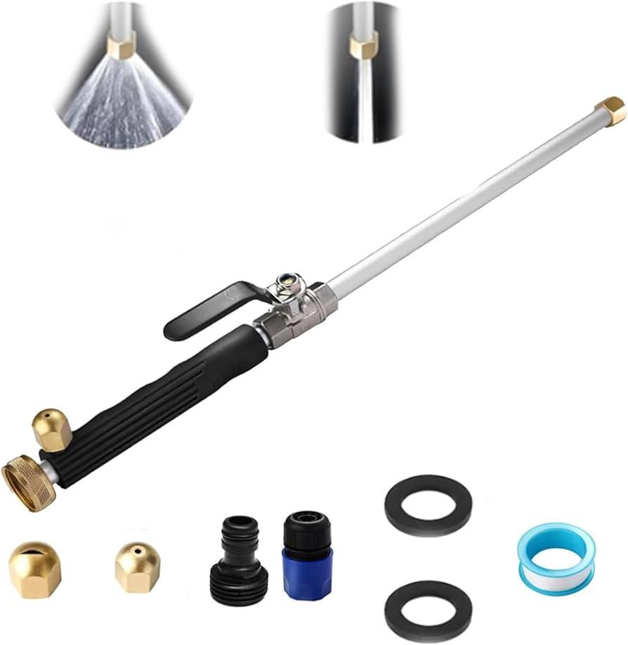 Rerennco Upgraded Jet Nozzle for Garden Hose Power Washer Wand Hydro Jet High Pressure Washer Tools with 2 Different Nozzles and Hose Quick Connectors