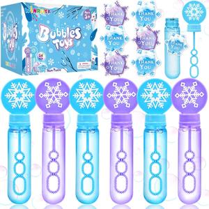 Winrayk 24 Large Snowflake Bubble Wands, Frozen Party Favors for Kids Bubbles Bulk, Winter Christmas Birthday Gift Pinata Filler Goodie Bag Stuffer Boys Girls Valentines Classroom Prize