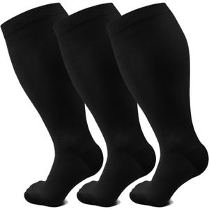 Plus Size Compression Socks for Women Men Wide Calf 15-20 mmHg, 3XL for Circulation Support Recovery (A4-Black (3 Pack)) Plus Size Compression Socks for Women Men Wide Calf 15-20 mmHg, 3XL for Circulation Support Recovery (A4-Black (3 Pack))