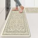 KIMODE Anti Fatigue Kitchen Mats for Floor, Boho Floral Kitchen Rugs , Cushioned Kitchen Floor Mats Non Slip, Comfort Rugs for Kitchen Floor Sink Laundry Desk Beige 17.3"x29 1 Pack, Beige Florals 