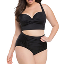  Bikini with Twist Top and High Waisted Bottoms Black XL