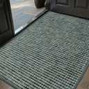 Color&Geometry Thin Indoor Door Mat 32"x48", Dirt & Moisture Trapping, Non-Slip Rubber Backing, Low Profile Inside Doormat for Home Entrance, Entryway, Patio & Porch,Teal Green